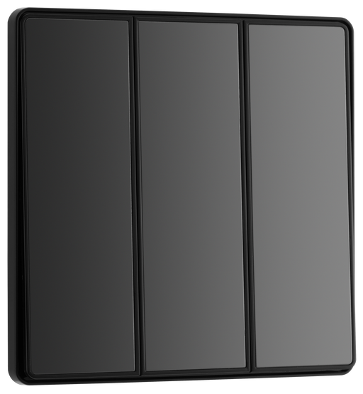 BG Electrical Evolve Black Chrome - Triple, 2 way switch, edge rocker