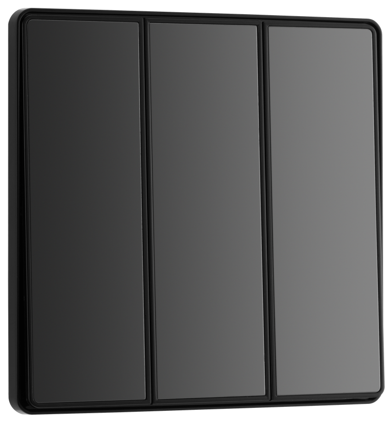 BG Electrical Evolve Black Chrome - Triple, 2 way switch, edge rocker