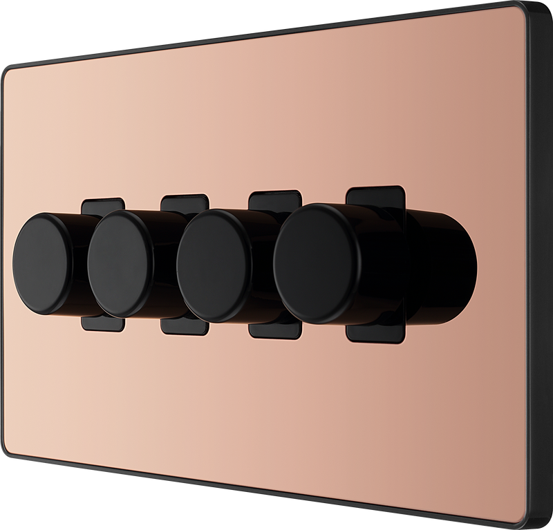 BG Electrical Evolve Polished Copper - Quadruple, 2 way push 200W