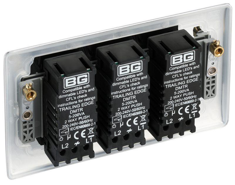BG Electrical Nexus Metal Polished Chrome - Triple, 2 way push 200W