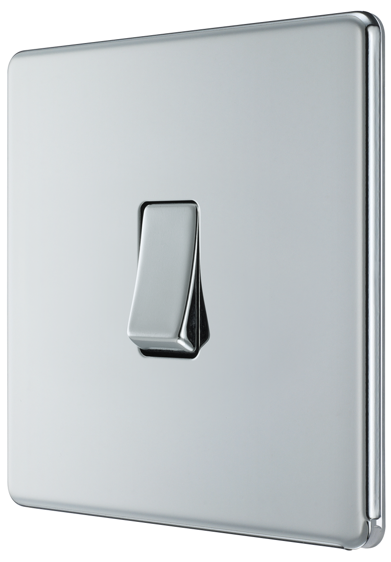 BG Electrical Flatplate Screwless Polished Chrome - Single, 2 way switch