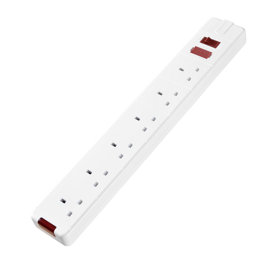 Masterplug Basic - 6 Sockets, 13A, White
