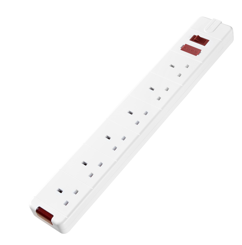 Masterplug Basic - 6 Sockets, 13A, White