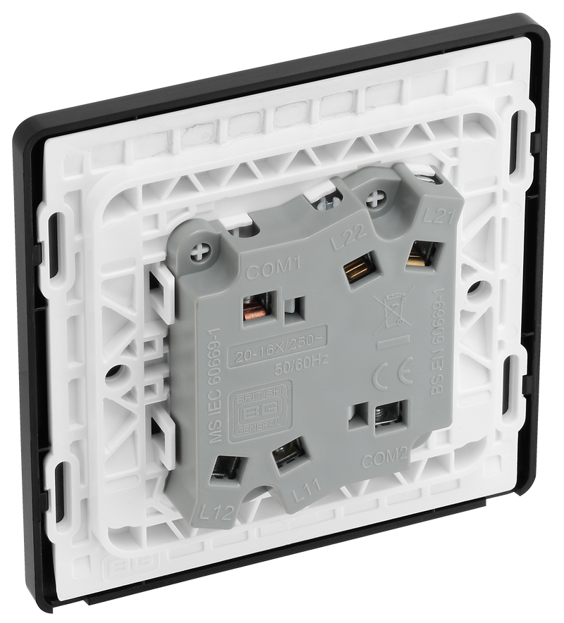 BG Electrical Evolve Matt Blue - Double, 2 way switch, wide rocker