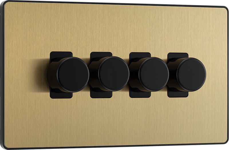 BG Electrical Evolve Satin Brass - Quadruple, 2 way push 200W