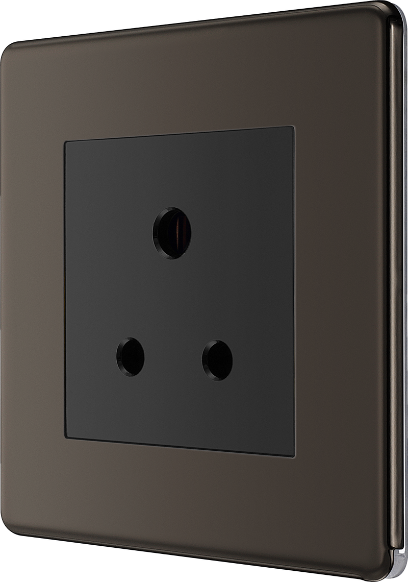 BG Electrical Flatplate Screwless Black Nickel - 5A single, unswitched, round pin