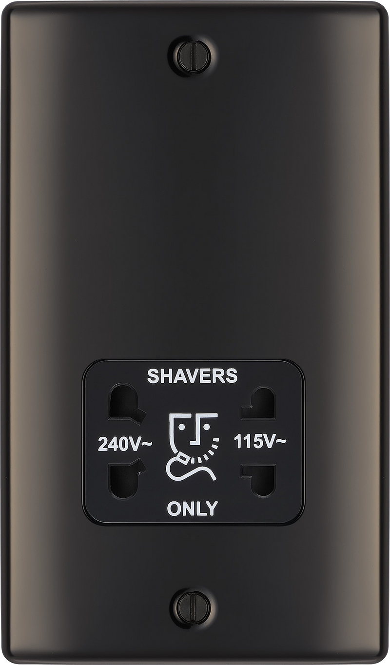 BG Electrical Nexus Metal Black Nickel - 115/240V dual voltage shaver socket