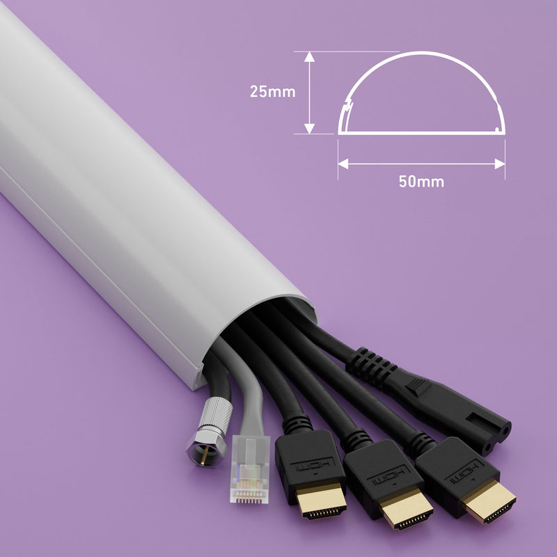 D-Line Trunking - 50x25mm White 1.5m Self Adhesive Length