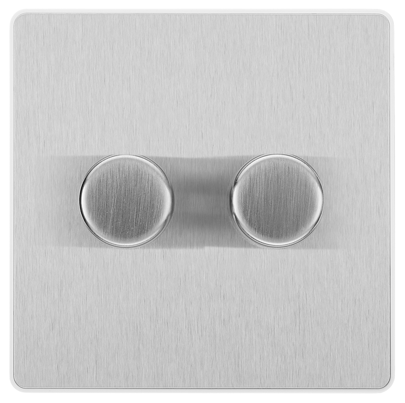 BG Electrical Evolve Brushed Steel - Double, 2 way push 200W