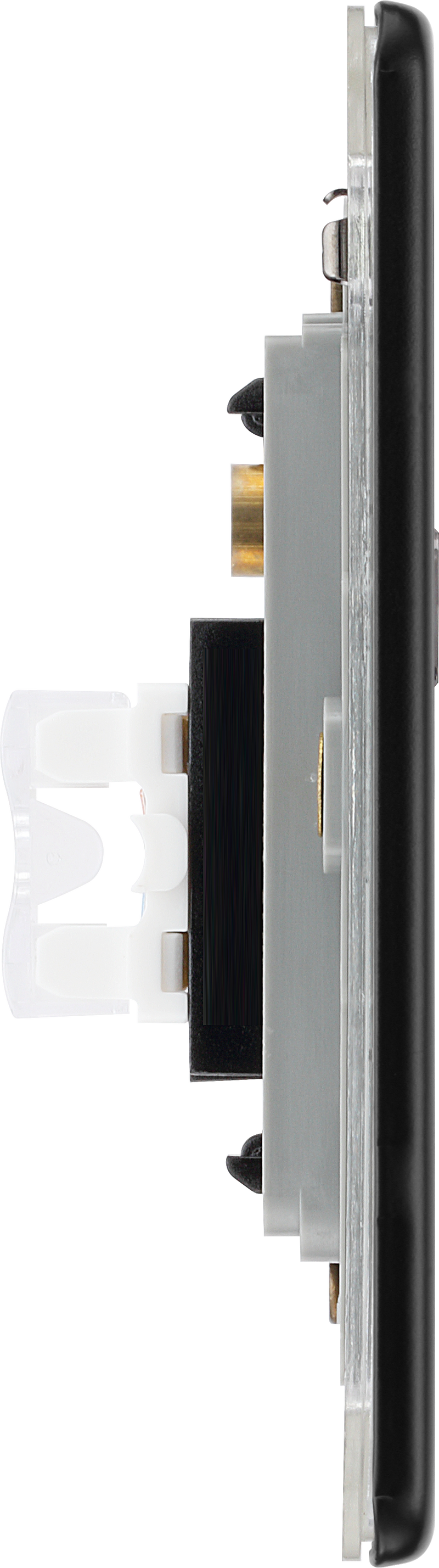 BG Electrical Flatplate Screwless Matt Black - Single, RJ45 data socket