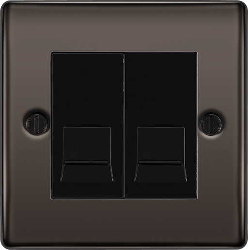 BG Electrical Nexus Metal Black Nickel - Double, RJ11 telephone socket