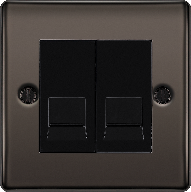 BG Electrical Nexus Metal Black Nickel - Double, RJ11 telephone socket
