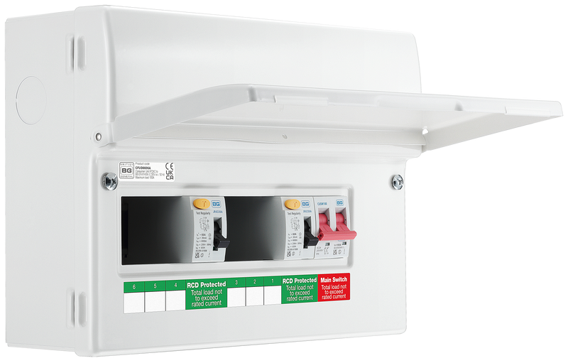 BG Circuit Protection Dual RCD - 12 module, 6 way, 100A Main Switch, 63A/63A Type A RCD