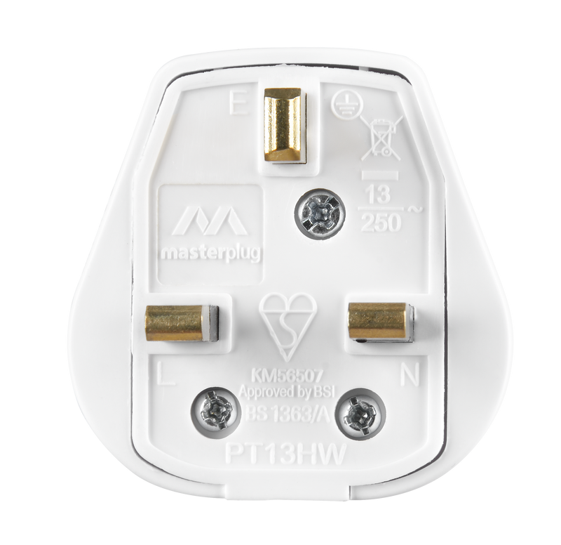 Masterplug Basic - 13A, White with Handle