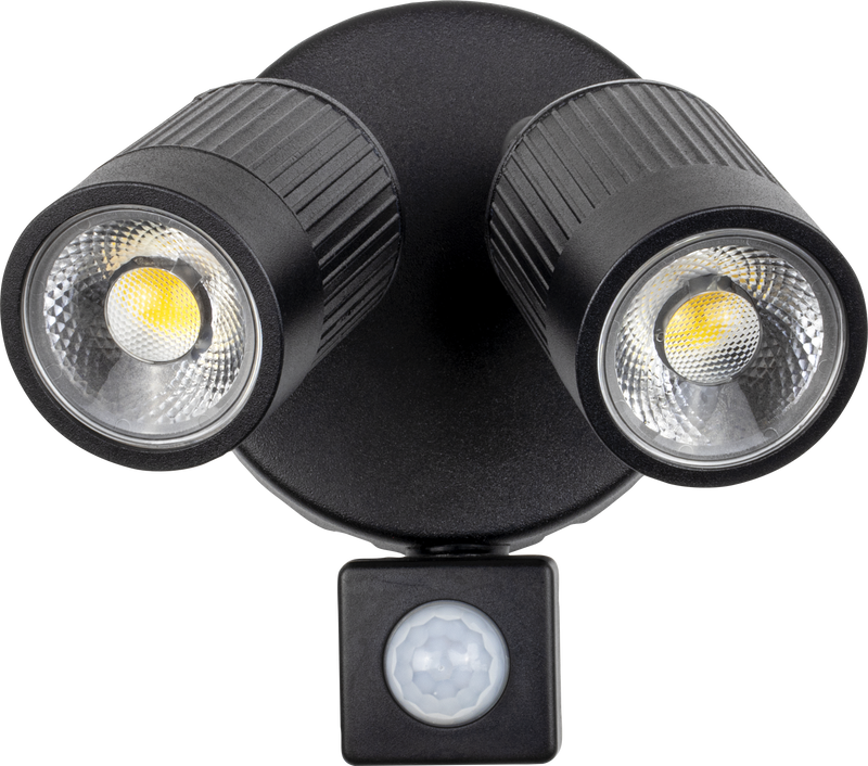 Luceco Slate Grey Wall Lights - Twin wall light with pir sensor 720lm 10w 4000k standard