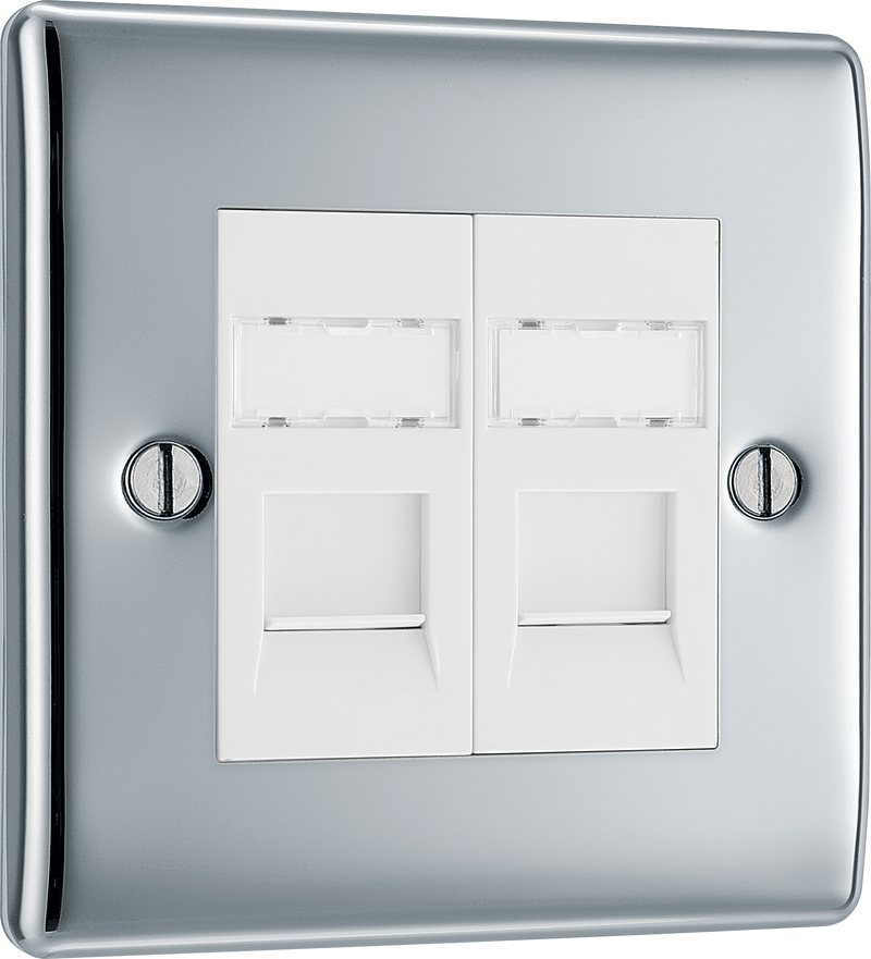 BG Electrical Nexus Metal Polished Chrome - Double, RJ45 data socket