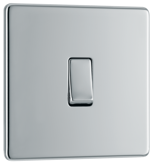 BG Electrical Flatplate Screwless Polished Chrome - Single, 2 way switch