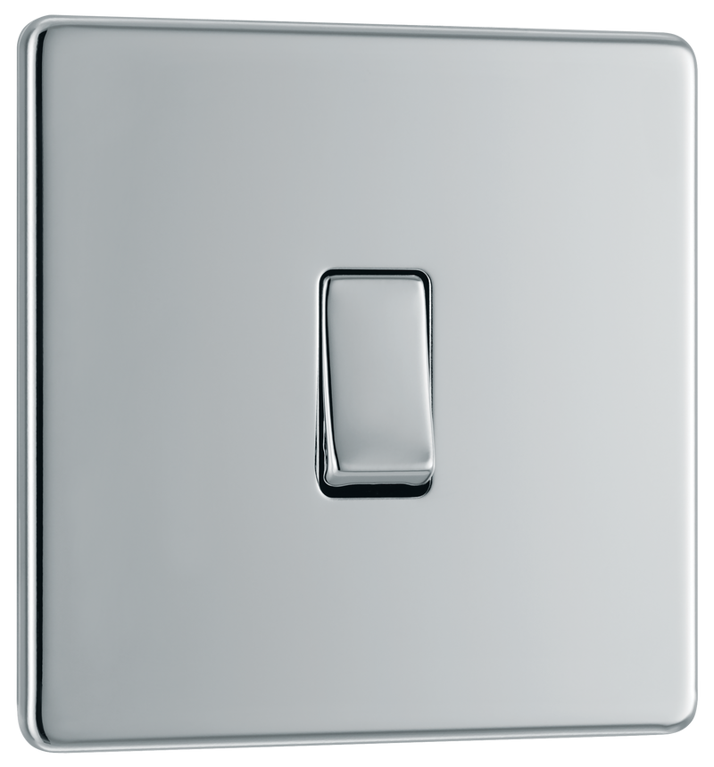 BG Electrical Flatplate Screwless Polished Chrome - Single, 2 way switch