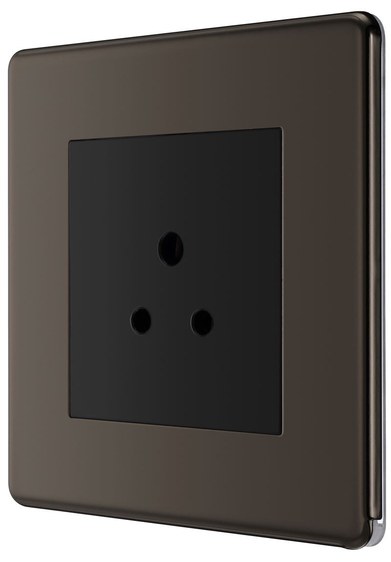 BG Electrical Flatplate Screwless Black Nickel - 2A single, unswitched, round pin