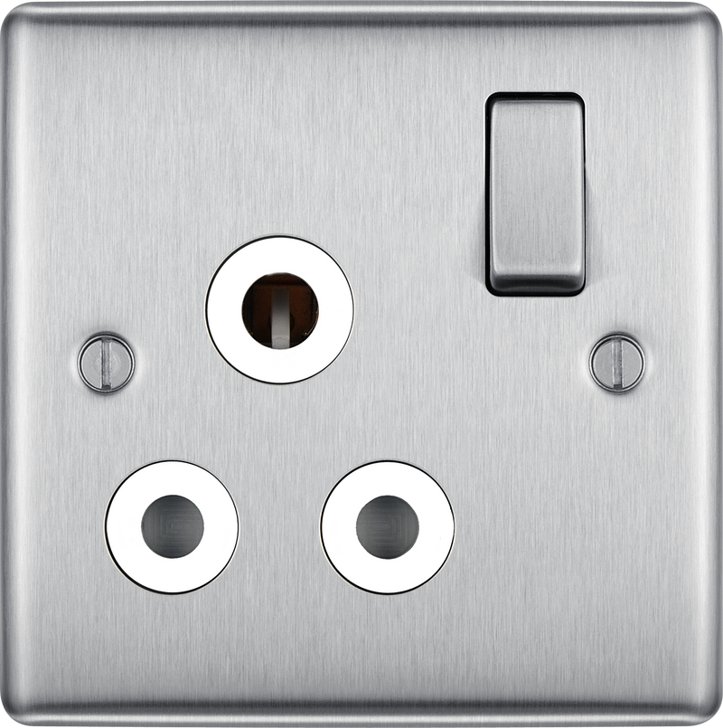 BG Electrical Nexus Metal Brushed Steel - 15A, single, switched, round pin