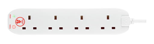 Masterplug Surge - 4 Sockets, 4m, 13A, White
