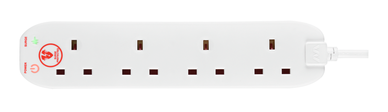 Masterplug Surge - 4 Sockets, 4m, 13A, White