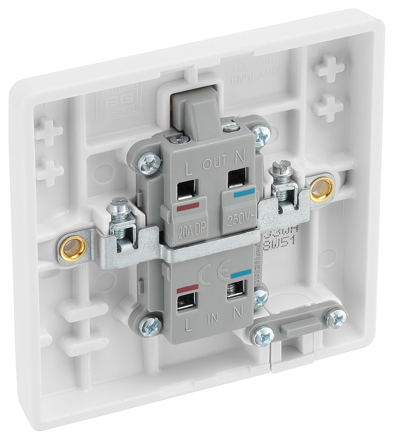 BG Electrical 800 Series - 20A, double pole, marked "water heater", with indicator and flex outlet