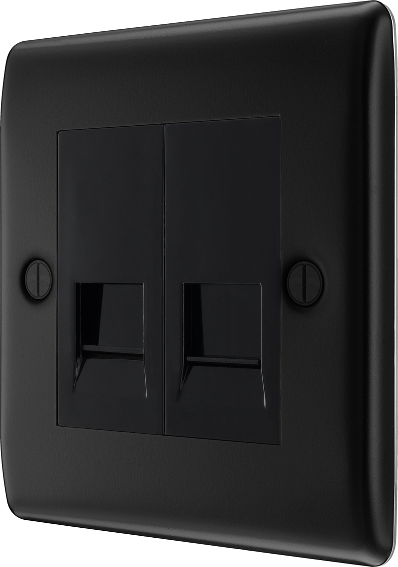 BG Electrical Nexus Metal Matt Black - Double telephone socket, master