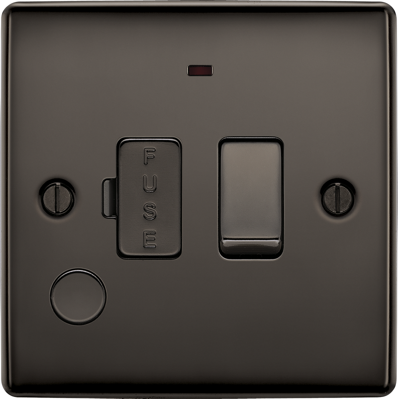 BG Electrical Nexus Metal Black Nickel - Switched and fused with indicator and flex outlet