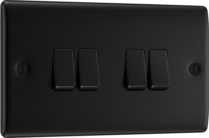 BG Electrical Nexus Metal Matt Black - Quadruple, 2 way switch
