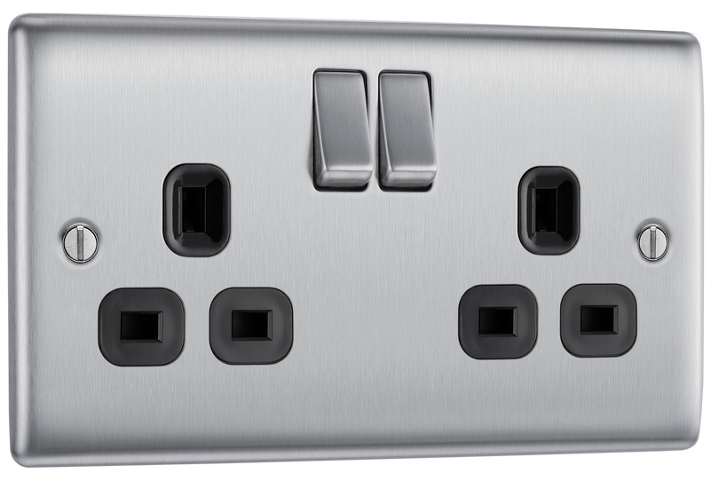 BG Electrical Nexus Metal Brushed Steel - Double, switched, double pole
