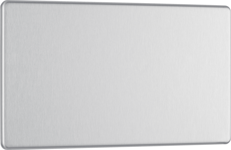 BG Electrical Flatplate Screwless Brushed Steel - Double, blank plate