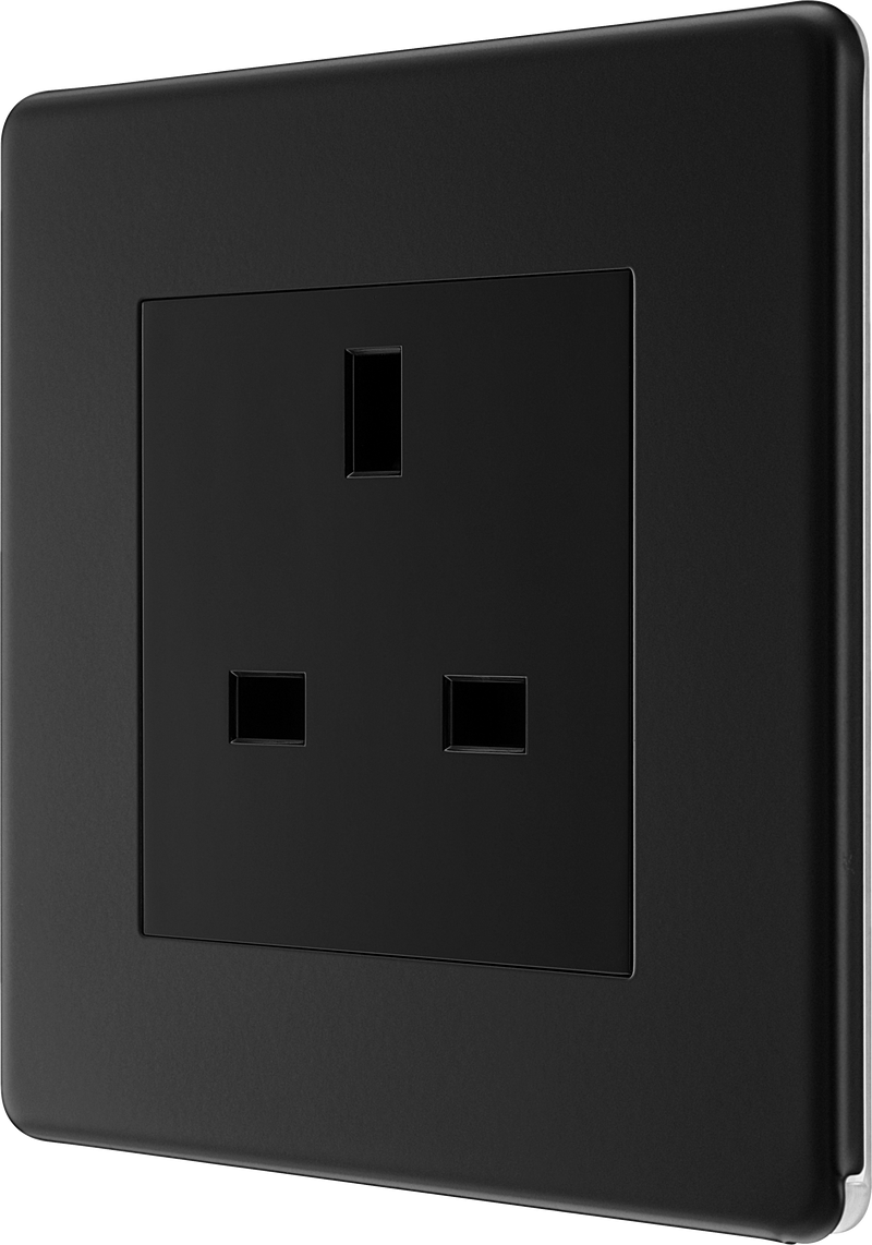 BG Electrical Flatplate Screwless Matt Black - Single unswitched