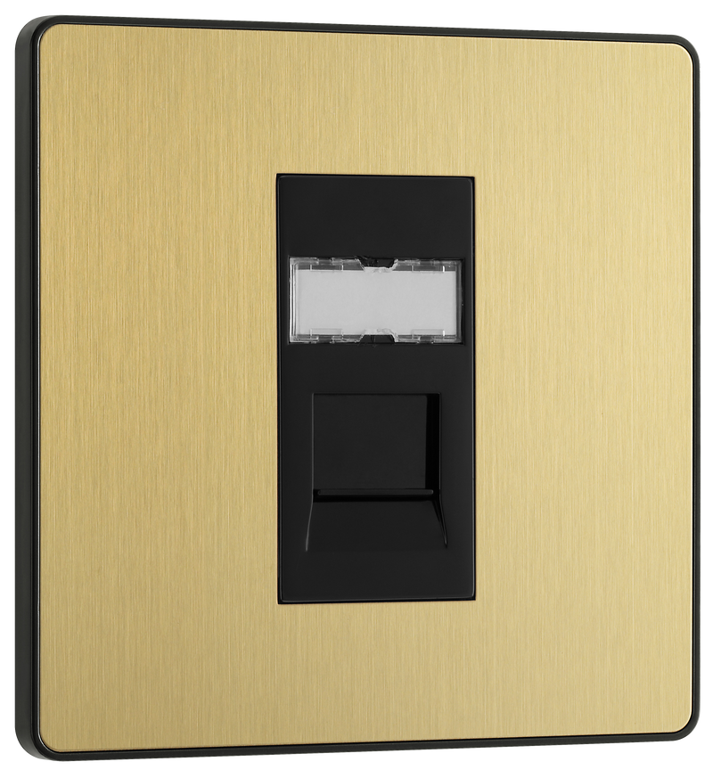 BG Electrical Evolve Satin Brass - Single, RJ45 telephone socket