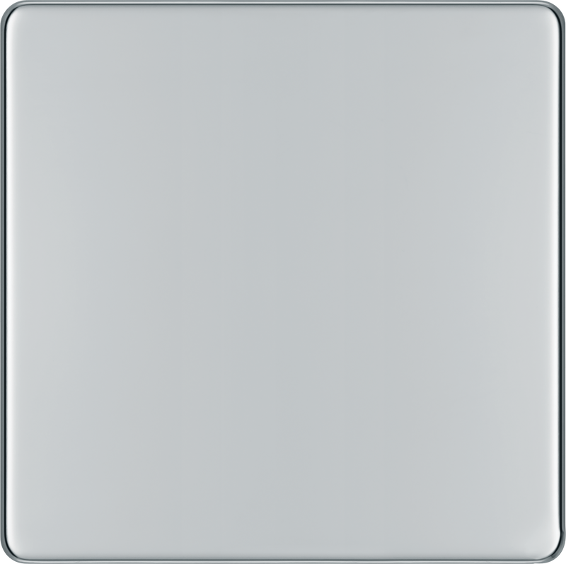 BG Electrical Flatplate Screwless Polished Chrome - Single, blank plate