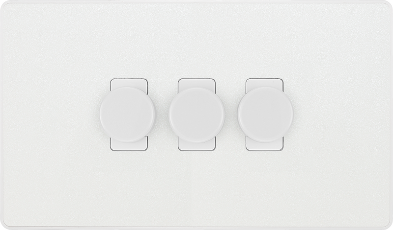 BG Electrical Evolve Pearlescent White - Triple, 2 way push 200W