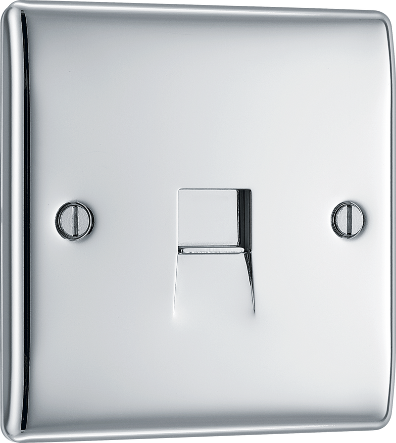BG Electrical Nexus Metal Polished Chrome - Single, telephone socket, secondary