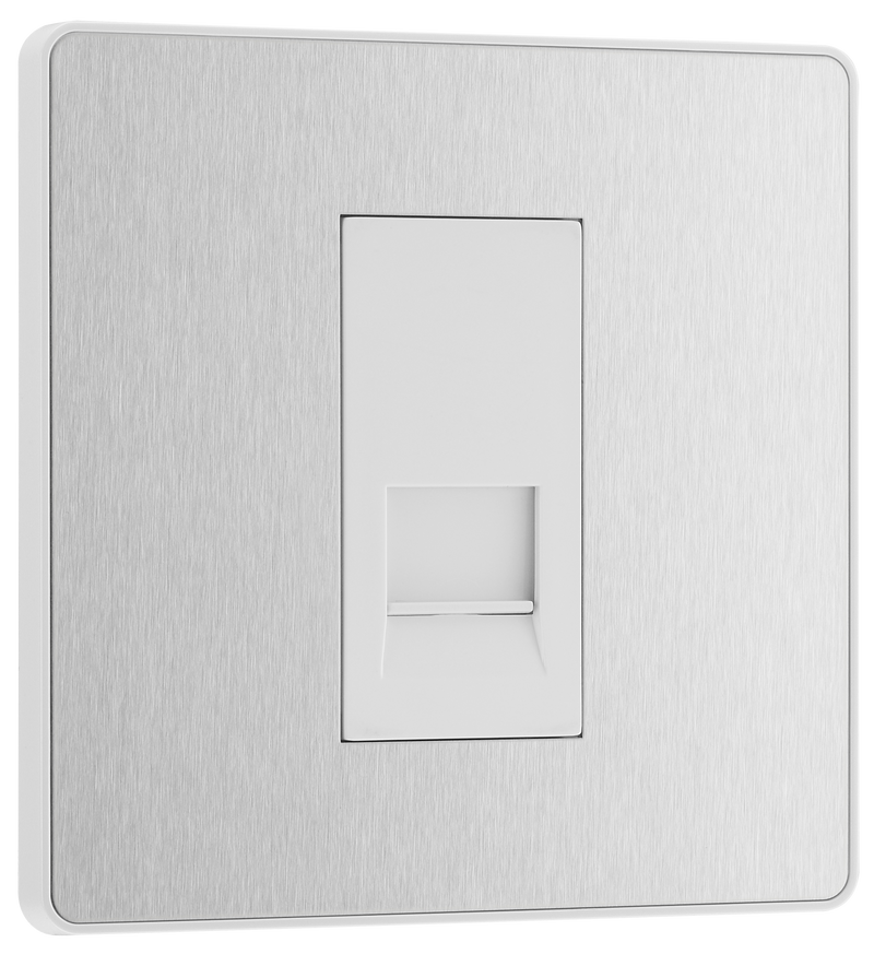BG Electrical Evolve Brushed Steel - Single, telephone socket, secondary