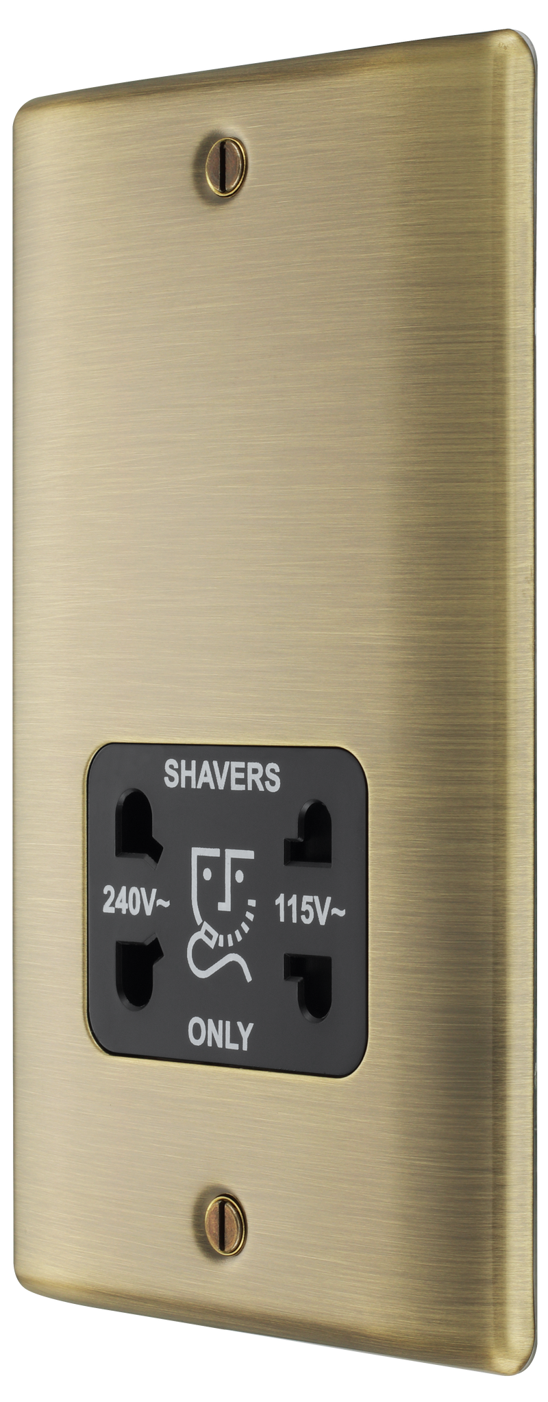 BG Electrical Nexus Metal Antique Brass - 115/240V dual voltage shaver socket