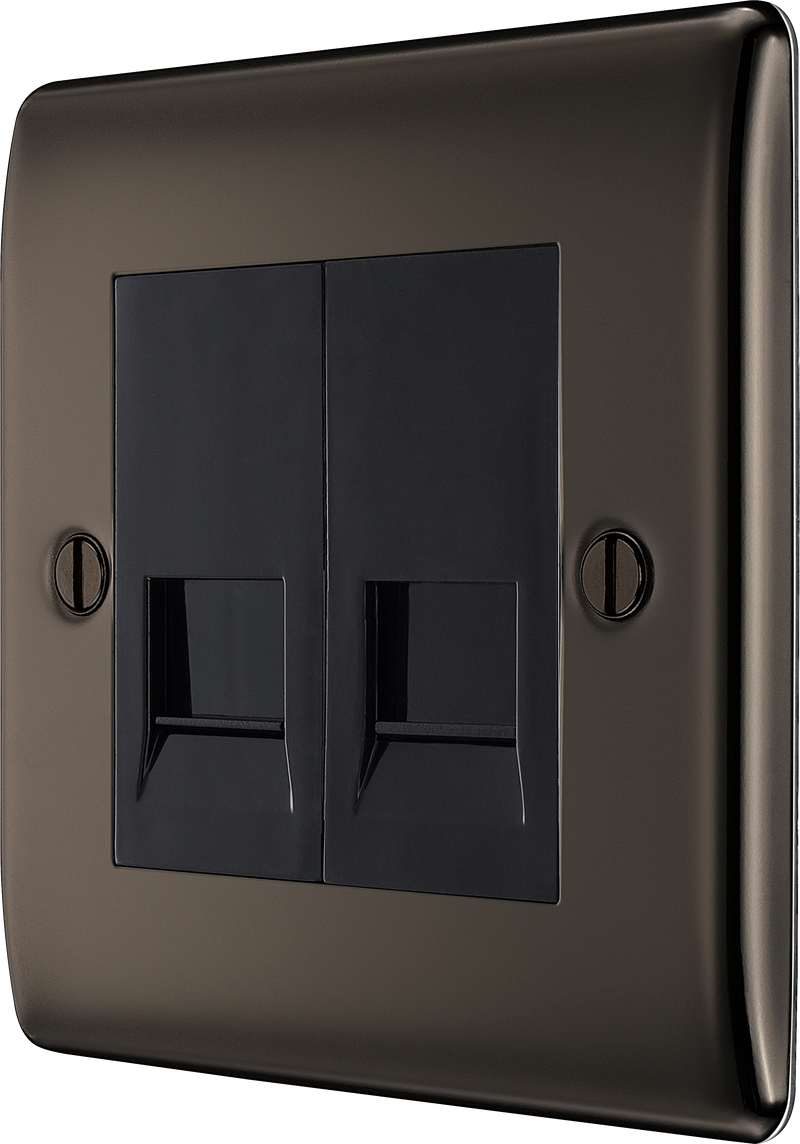 BG Electrical Nexus Metal Black Nickel - Double, telephone socket, secondary
