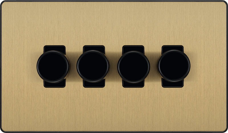 BG Electrical Evolve Satin Brass - Quadruple, 2 way push 200W