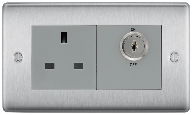 BG Electrical Nexus Metal Brushed Steel - Single, key controlled, double pole