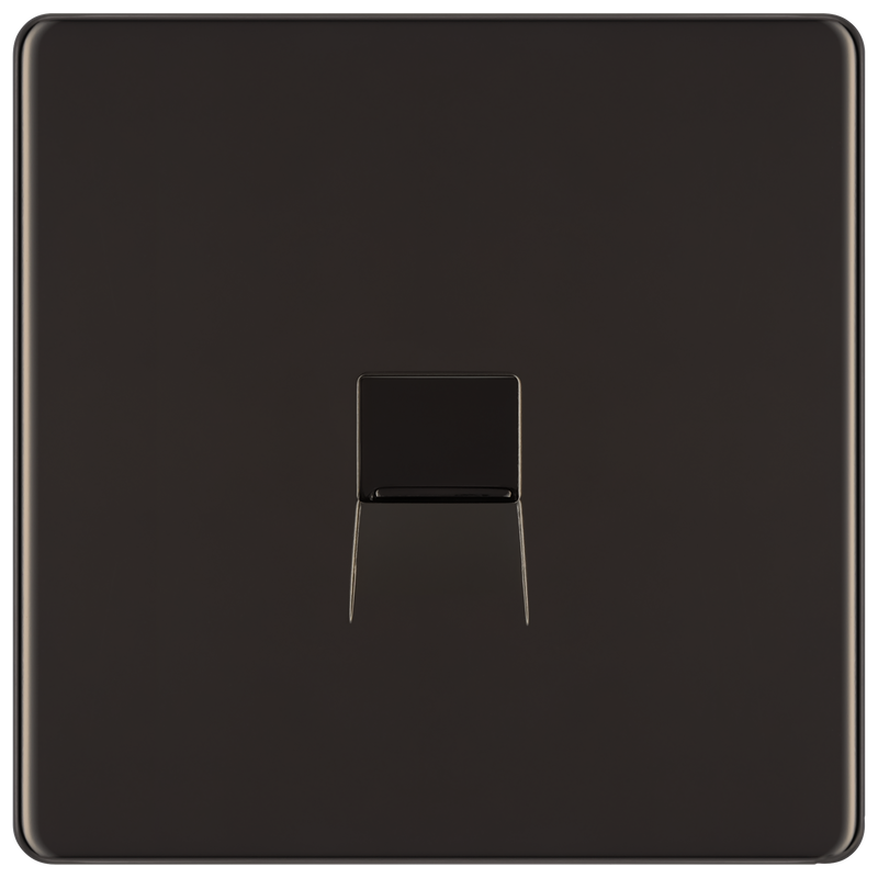 BG Electrical Flatplate Screwless Black Nickel - Single telephone socket, master