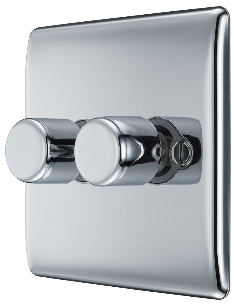BG Electrical Nexus Metal Polished Chrome - Double, 2 way push 200W