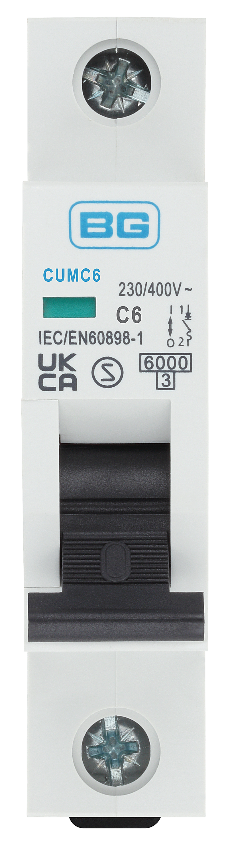 BG Circuit Protection MCB - Bidirectional 6A, C Curve, MCB, Single Pole, 6kA,1 module