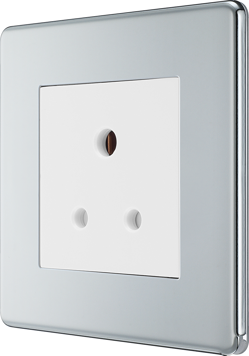 BG Electrical Flatplate Screwless Polished Chrome - 5A, single, unswitched, round pin