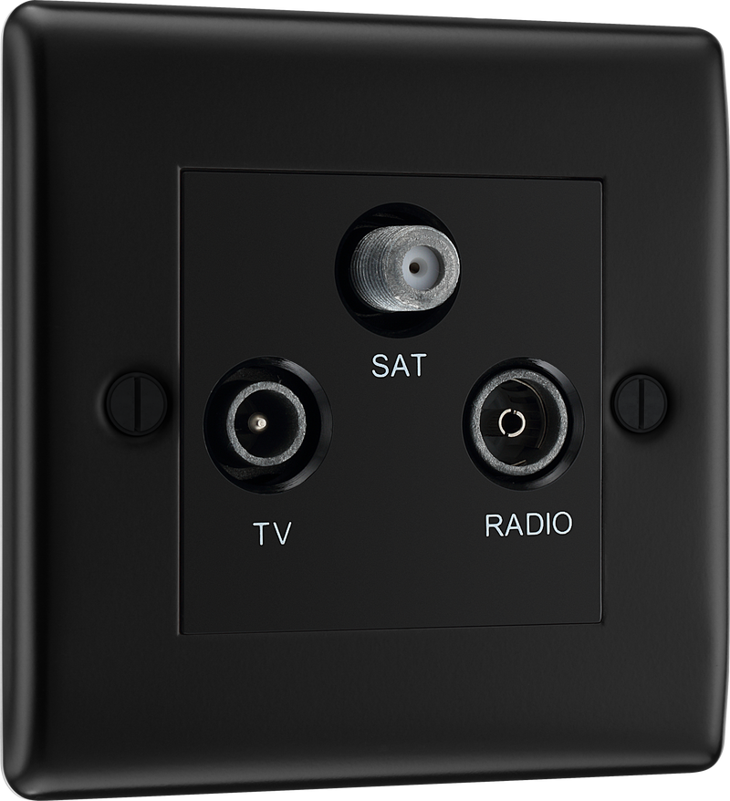 BG Electrical Nexus Metal Matt Black - Triple TV/FM/SAT triplex - screened