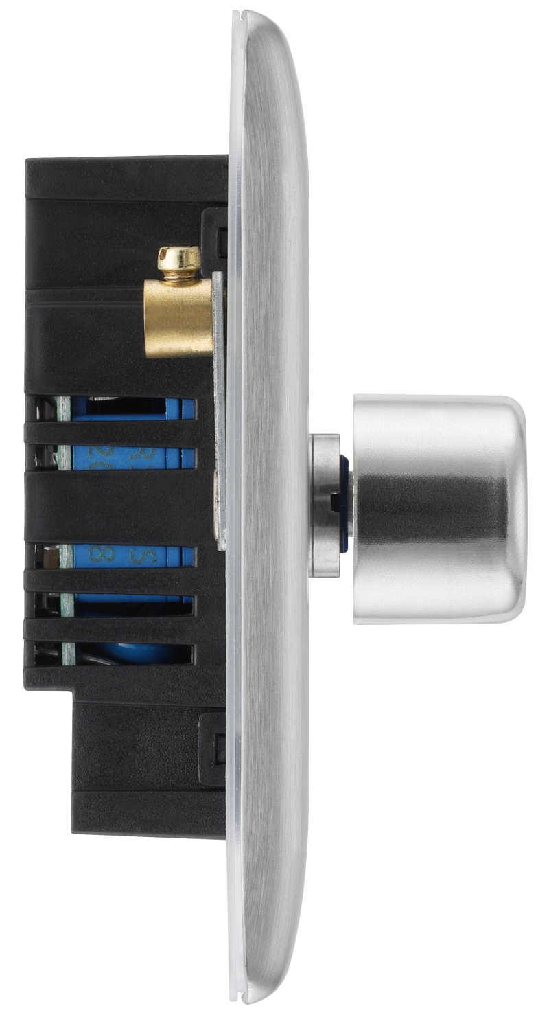 BG Electrical Nexus Metal Brushed Steel - Triple, 2 way push 200W