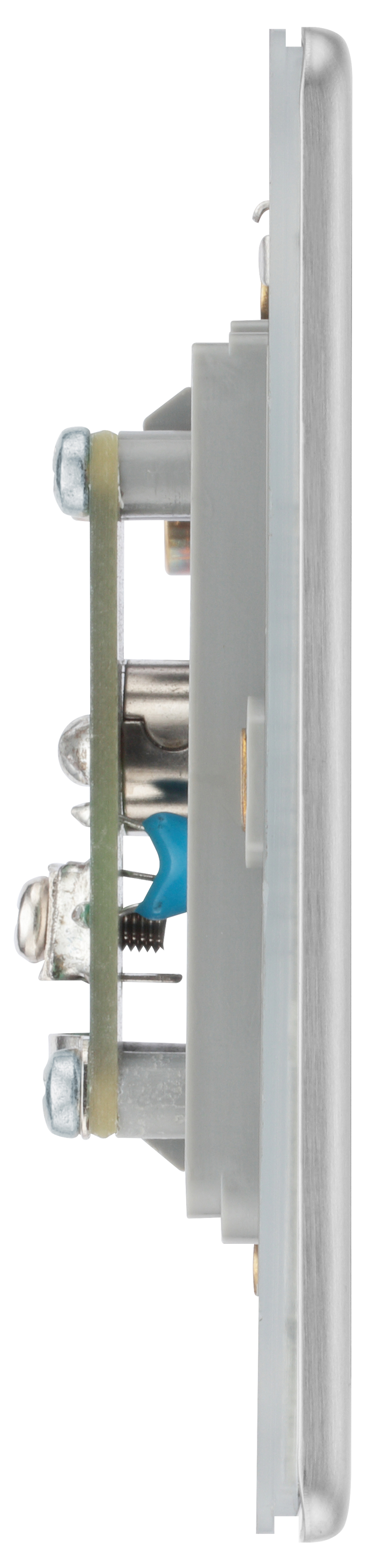 BG Electrical Flatplate Screwless Brushed Steel - Single, isolated, co-axial