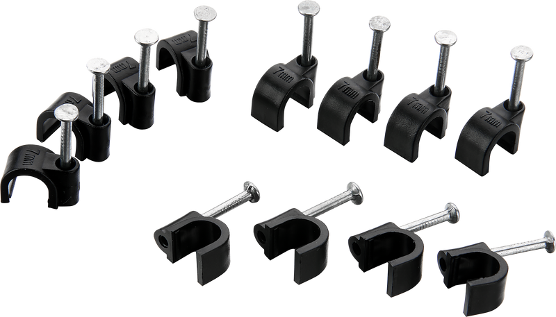BG Electrical Contractor - Round cable clips, black, 7mm, 50pk